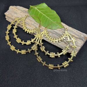 Brass tribal hoop earrings