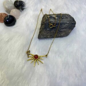 Half Sun Necklace with natural stone