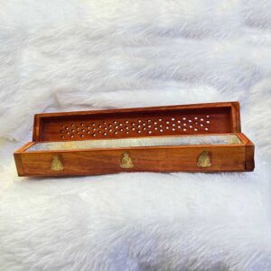 Wood Incense Burner Holder Box Ash Catcher