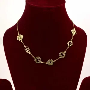 Brass 7 chakra Necklace, Mystic Symbol Necklace, Brass Necklace, Yoga Jewelry