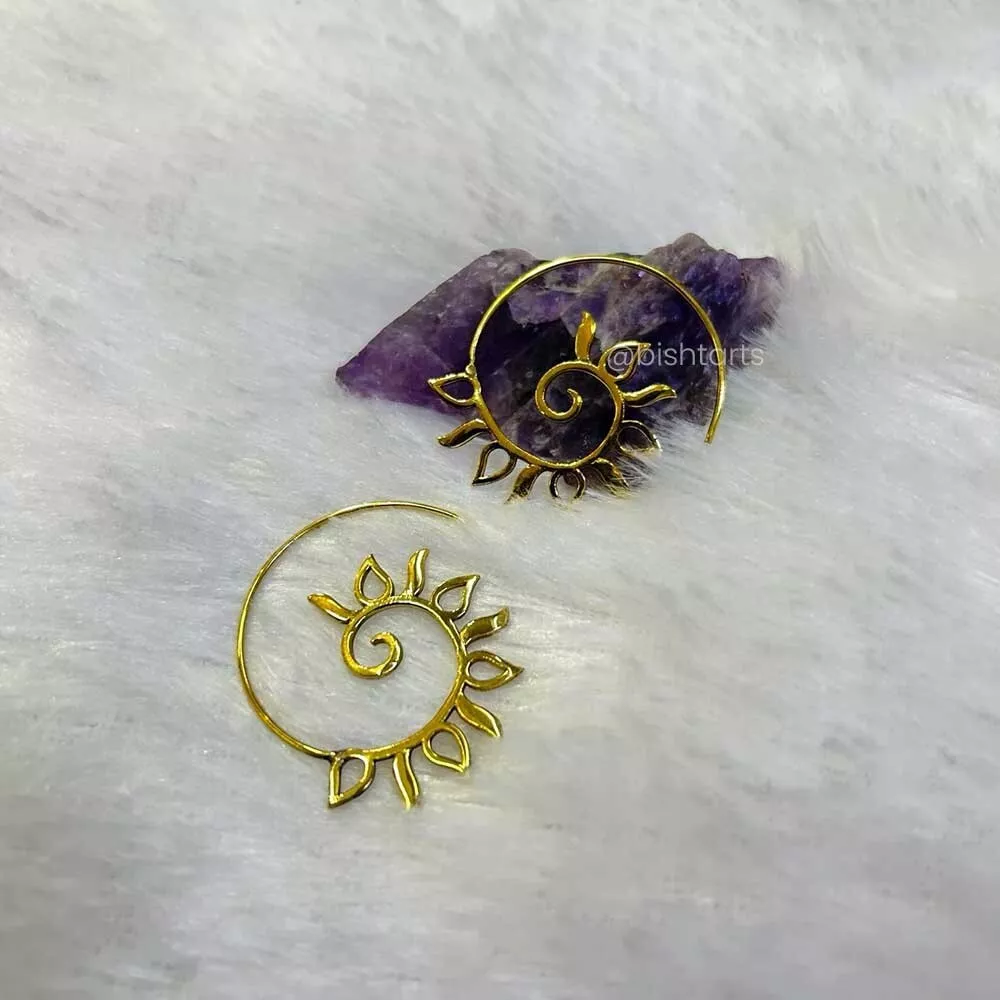Boho Spiral Brass Gypsy Earrings