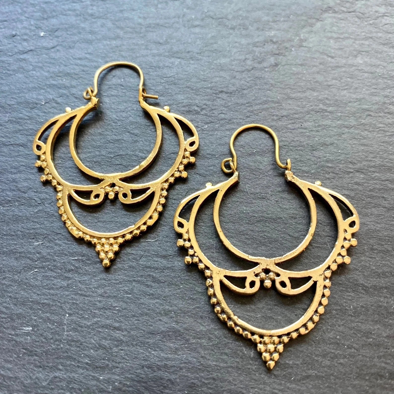 Boho style mandala hoop earrings