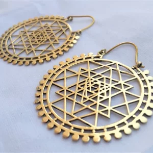 Brass Shree Yantra Earrings