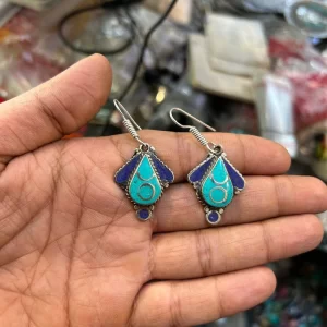 Nepali Turquoise Lapis Lazuli Gemstone Tibetan Earring
