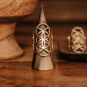 Seed of Life Ring Sterling Simple Ancient Geometry Yoga Jewelry, Mandala Ring