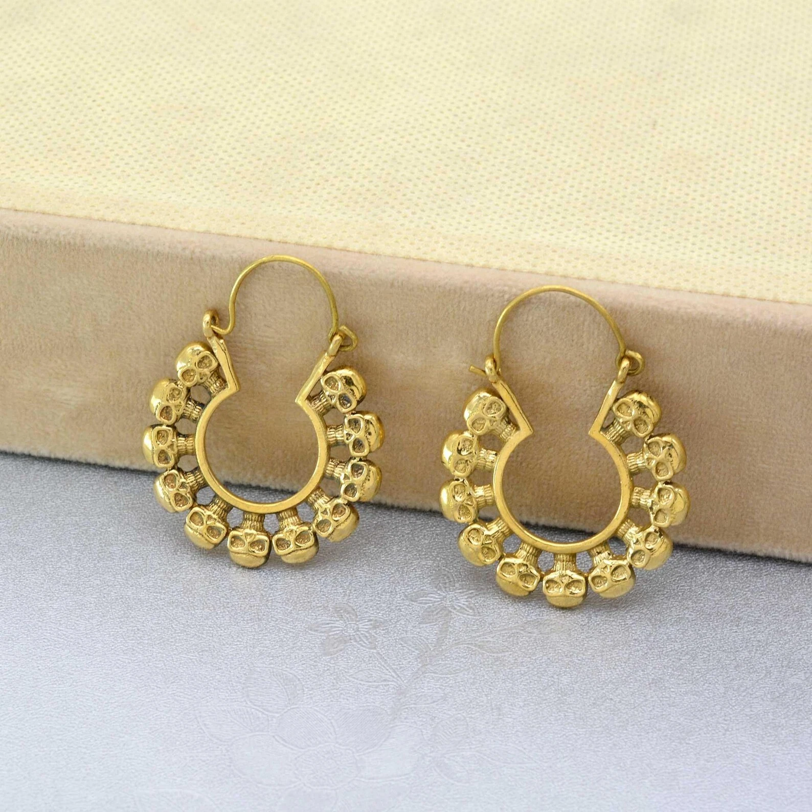 Brass Skull Earrings