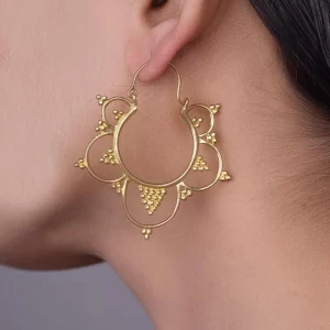 Gold Boho Hoop Mandala Earrings