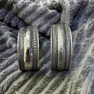 Solid Brass Silver Finish Wide Bangle Cuff