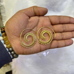 Gold Spiral Lotus Flower Earrings