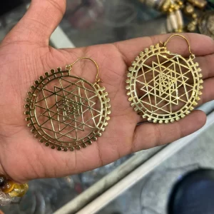 Brass Shree Yantra Earrings