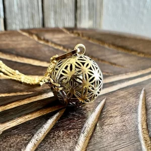 Harmony Ball Bola Pendant, Pregnancy Pendant Locket Chime, Flower of life pendant