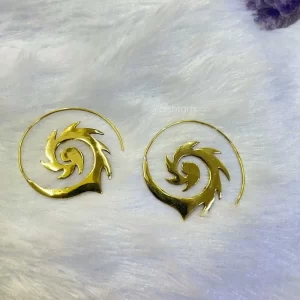 Brass Spike Spiral Earrings