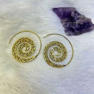 Spiral Brass Hoops Earrings