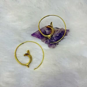 Gold Ethnic Spiral Swirl Earrings