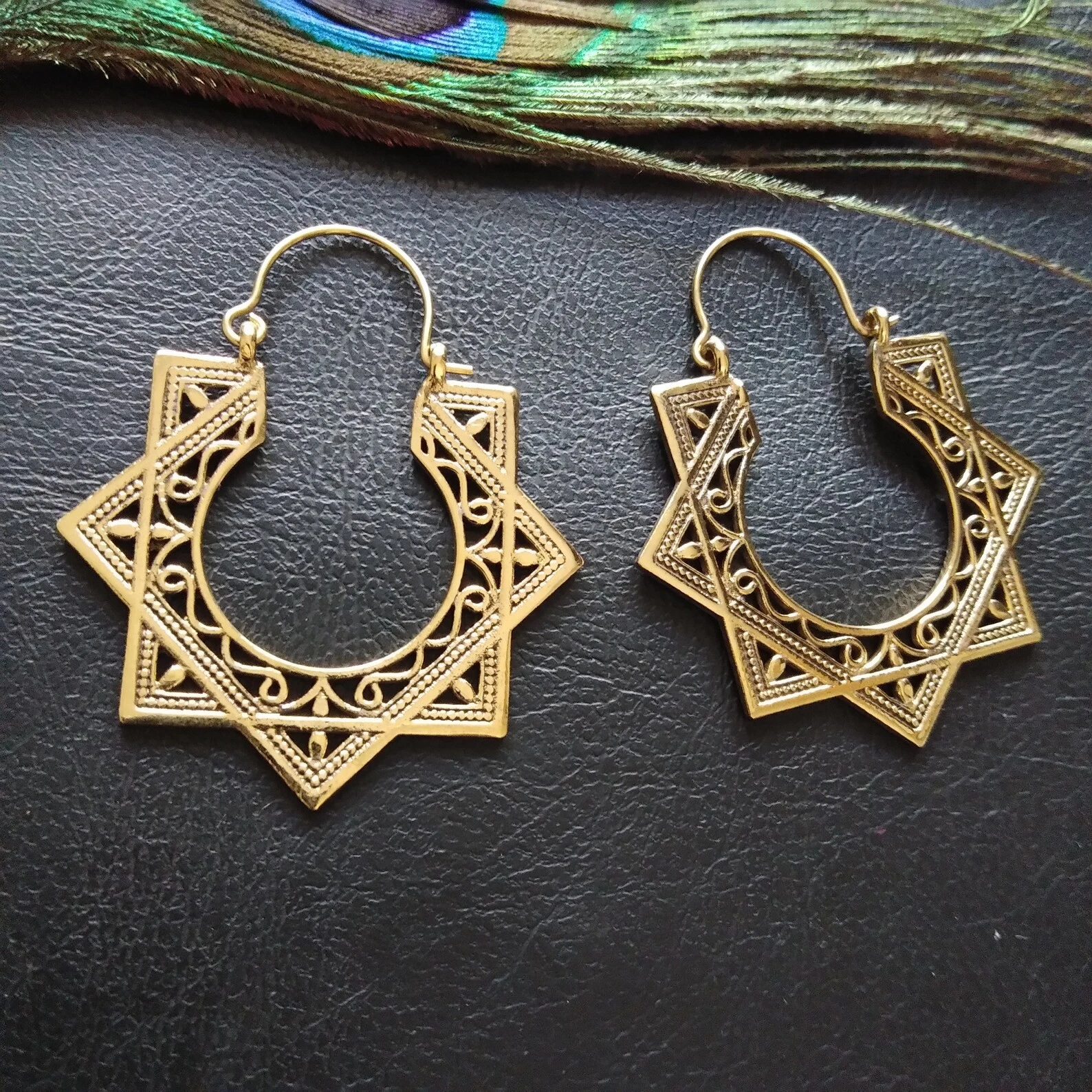 Gold Galactic Wings Earrings