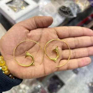 Gold Ethnic Spiral Swirl Earrings