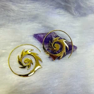 Brass Spike Spiral Earrings