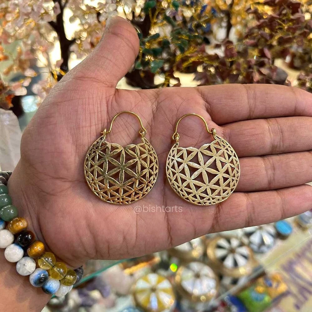 Ethnic Mandala Golden Hoops