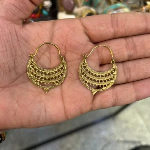 Small Boho Brass Hoop Earrings