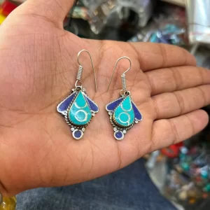 Nepali Turquoise Lapis Lazuli Gemstone Tibetan Earring