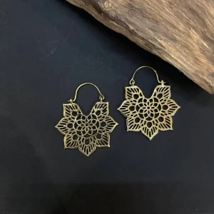 Lotus Mandala Bee Flower Earrings