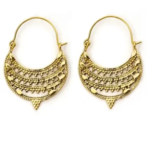 Small Boho Brass Hoop Earrings