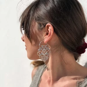 Extra large chakra geometry hoop earrings