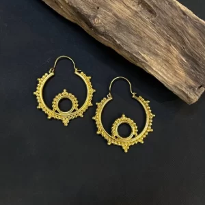 Handmade Brass Geometric Ethnic Bohemian Hoop Earrings