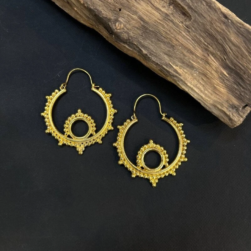 Handmade Brass Geometric Ethnic Bohemian Hoop Earrings