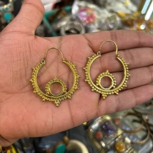 Handmade Brass Geometric Ethnic Bohemian Hoop Earrings